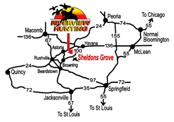 Map showing major roads leading to Riverview Hunting.